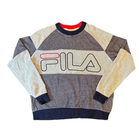 Fila Cooper Logo Graphic Pullover Crewneck Sweatshirt Men's Small Red White Blue - Picture 1 of 6